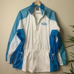 Nike | Vintage Blue White Oversized Classic Swoosh Windbreaker Jacket L 12/14
